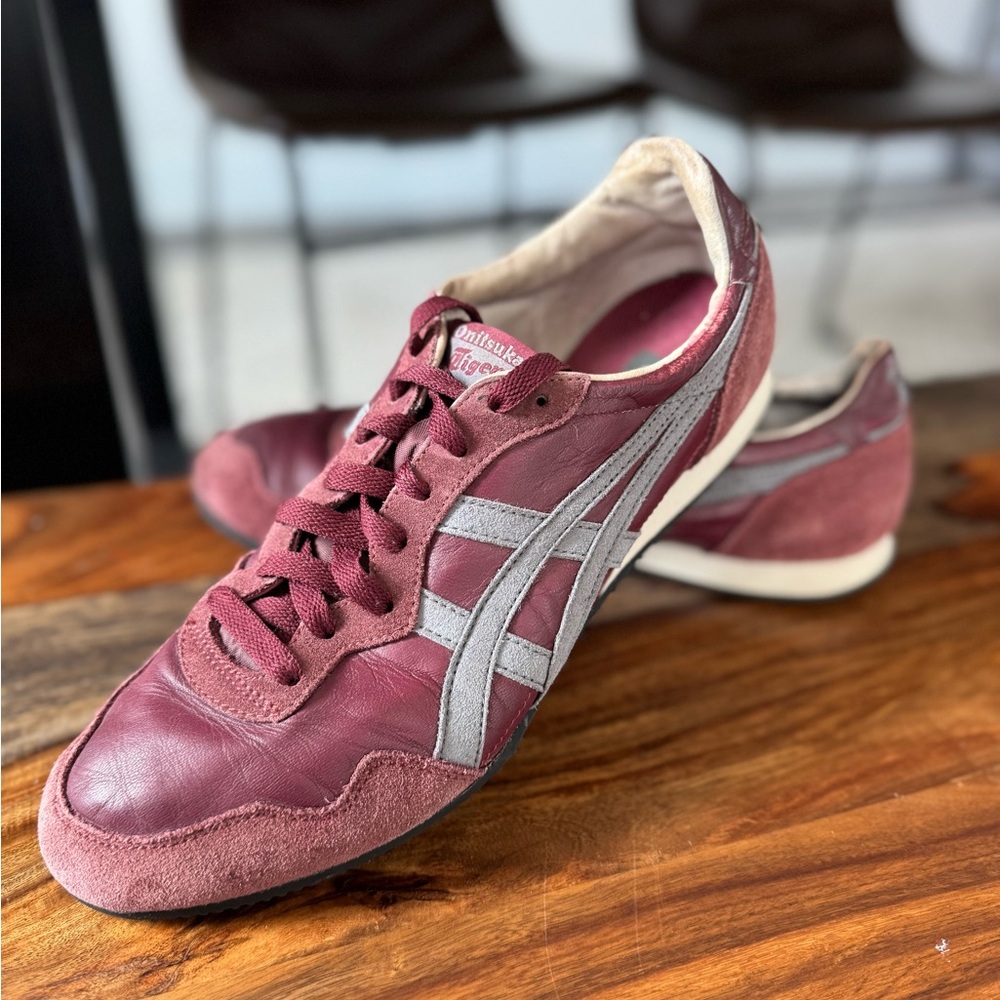 Onitsuka Tiger by ASICS Shoes Maroon / Burgundy and Grey Sneakers